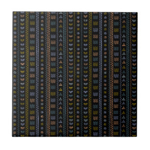 Scandinavian Folk Art with Nordic Motif Ceramic Tile