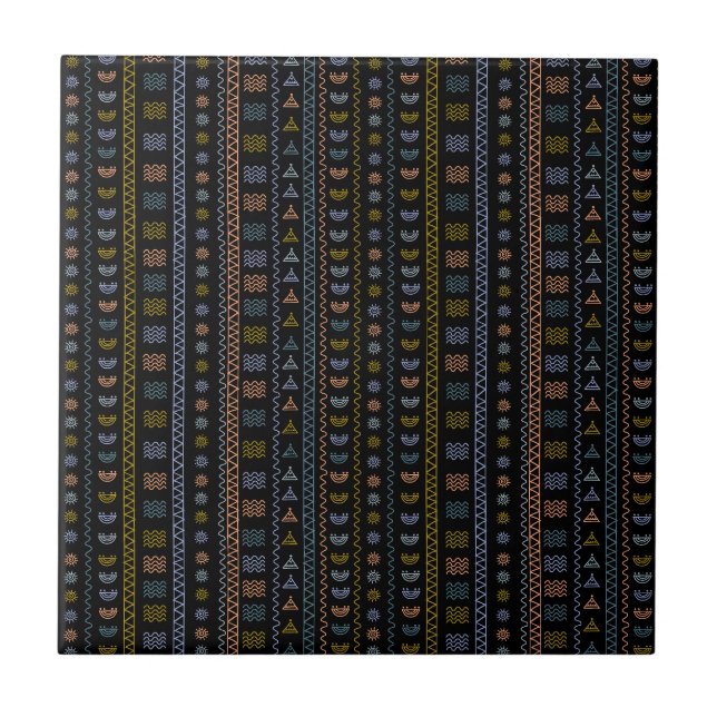 Scandinavian Folk Art with Nordic Motif Ceramic Tile (Front)