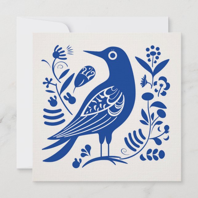 Scandinavian Folk Bird Art Card (Front)