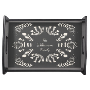 Scandinavian Folk Botanical Family Personalized Serving Tray