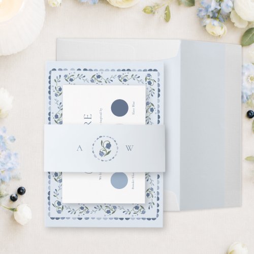 Scandinavian Folk Dusty Blue Wedding Belly Band