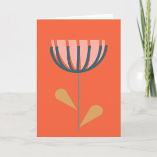 Scandinavian Folk Floral Art Simple Orange Flower Card
