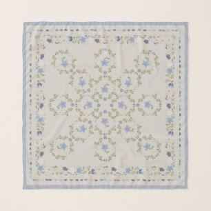 Scandinavian Folk Floral Silk Scarf