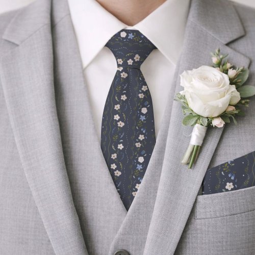 Scandinavian Folk Floral Wedding Tie