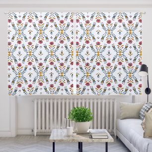 scandinavian Folk Flowers Art Pattern Blackout Curtains