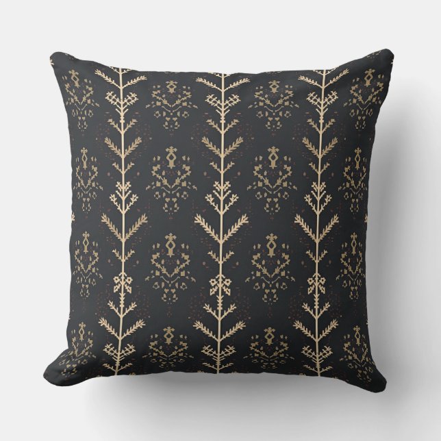 Scandinavian Folk Geometric Throw Pillow (Front)