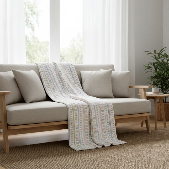 Scandinavian Folk Pattern Cozy Throw Blanket (Creator Uploaded)