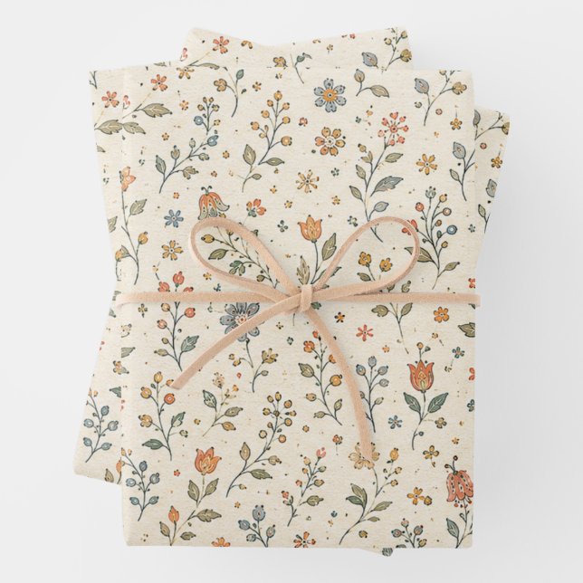 Scandinavian Folk Pattern Gift Wrap (In situ)