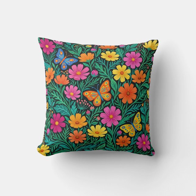 Scandinavian Folk Pattern Throw Pillow (Front)