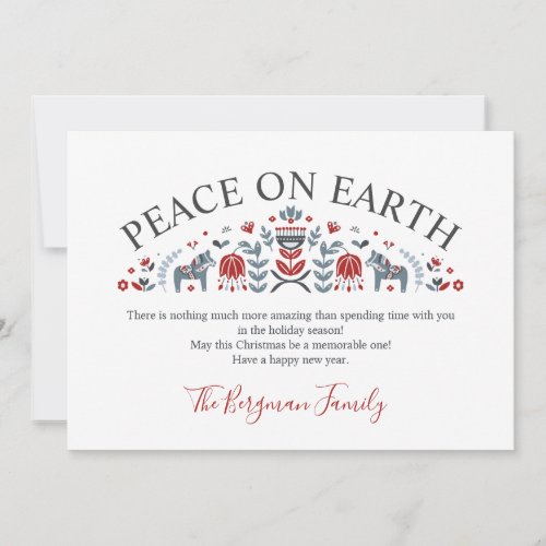 Scandinavian Folk PEACE ON EARTH  Photo Christmas Holiday Card