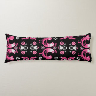 Scandinavian Folk Pink And White Birds Body Pillow
