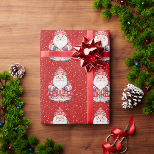 Scandinavian Folk Santa Claus Wrapping Paper