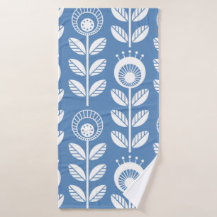 Scandinavian folk style flowers - seamless floral  bath towel
