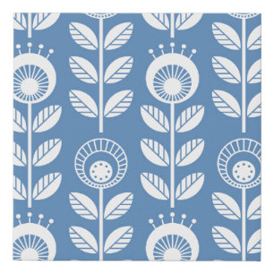 Scandinavian folk style flowers - seamless floral  faux canvas print