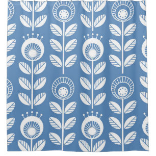 Scandinavian folk style flowers - seamless floral  shower curtain