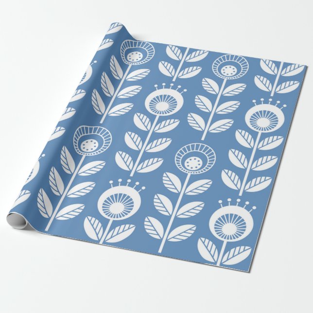 Scandinavian folk style flowers - seamless floral  wrapping paper (Unrolled)