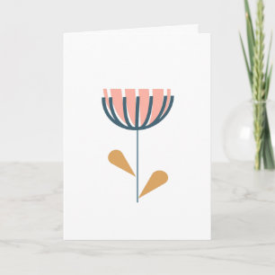 Scandinavian Folk Style Simple Flower Blush Navy Card