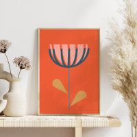 Scandinavian Folk Style Simple Flower in Orange