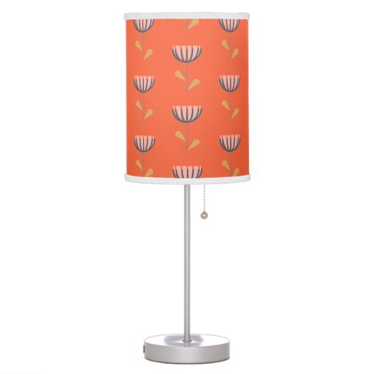 Scandinavian Folk Style Simple Flower in Orange Table Lamp (Left)