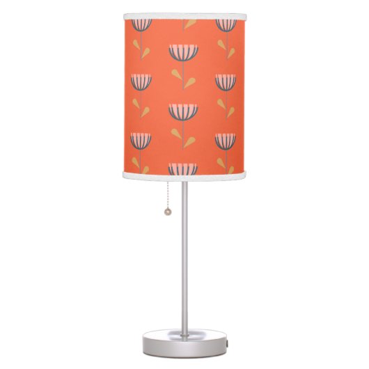 Scandinavian Folk Style Simple Flower in Orange Table Lamp (Right)