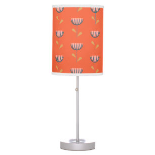 Scandinavian Folk Style Simple Flower in Orange Table Lamp
