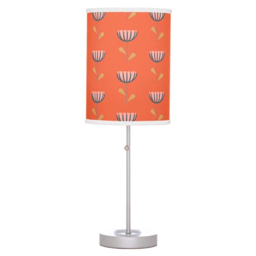 Scandinavian Folk Style Simple Flower in Orange Table Lamp