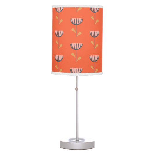 Scandinavian Folk Style Simple Flower in Orange Table Lamp (Front)