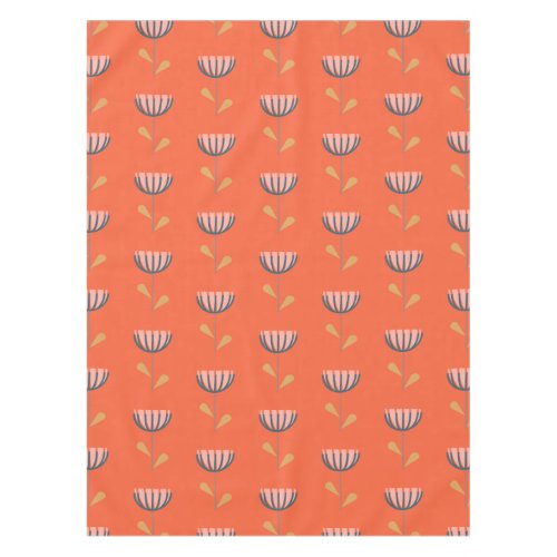 Scandinavian Folk Style Simple Flower in Orange Tablecloth