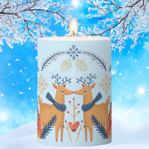 Scandinavian Folk Woodland Deer Pillar Candle
