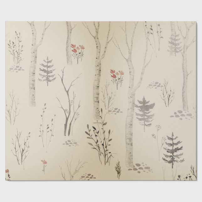 SCANDINAVIAN FOREST PATTERN CHRISTMAS GIFT WRAP (Seam)