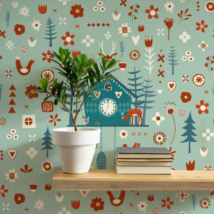 Scandinavian Forest Pattern Wallpaper