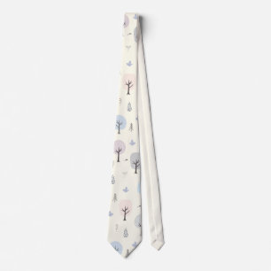Scandinavian Forest Seamless Pattern Neck Tie