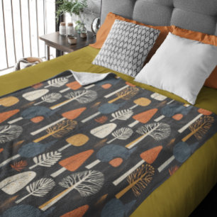 Scandinavian Forest Trees Fleece Blanket