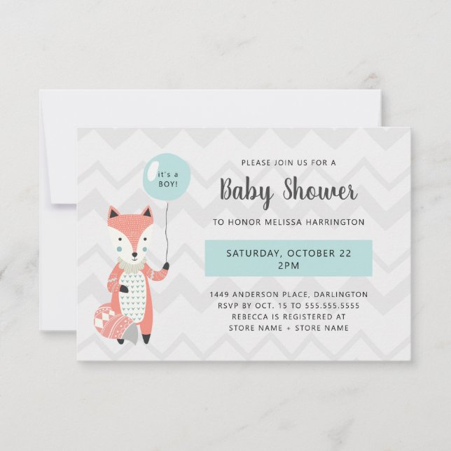Scandinavian Fox boy baby shower (Front)