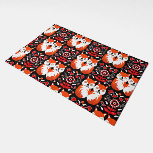Scandinavian Fox Folk Art Doormat