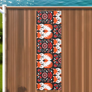 Scandinavian Fox Folk Art Outdoor Rug
