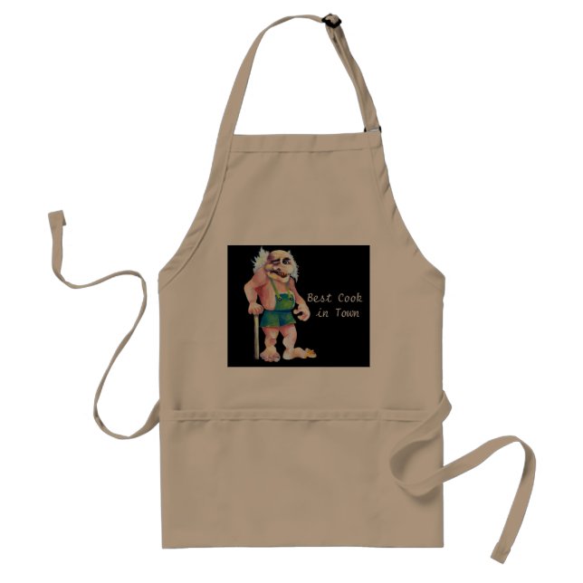 Scandinavian Funny Looking Ogre Troll Adult Apron (Front)