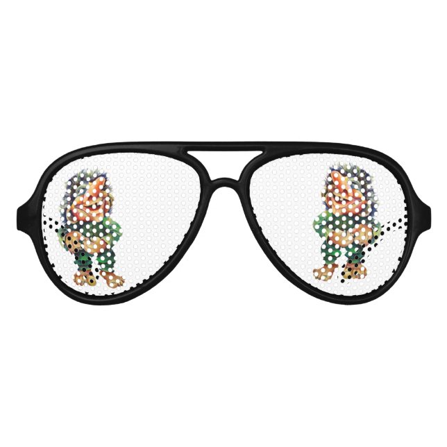 Scandinavian Funny Troll Illustration Watercolor Aviator Sunglasses (Front)
