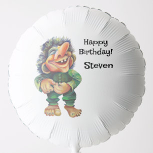 Scandinavian Funny Troll Illustration Watercolor Balloon