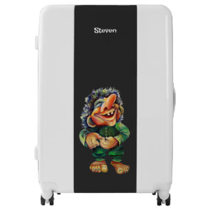 Scandinavian Funny Troll Illustration Watercolor Luggage