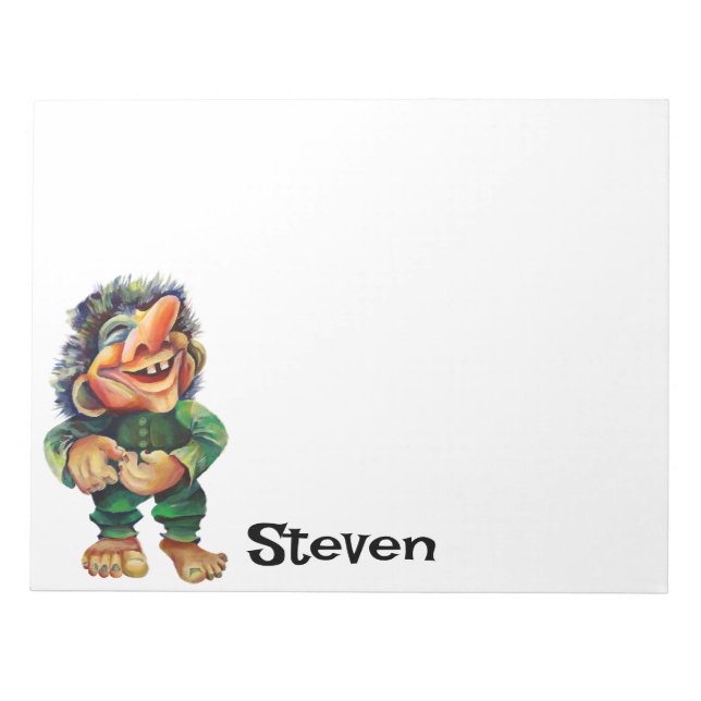Scandinavian Funny Troll Illustration Watercolor Notepad (Front)
