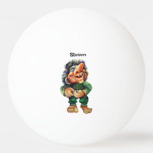 Scandinavian Funny Troll Illustration Watercolor Ping Pong Ball