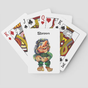 Scandinavian Funny Troll Illustration Watercolor Poker Cards