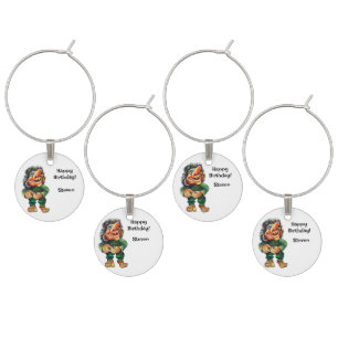 Scandinavian Funny Troll Illustration Watercolor Wine Charm