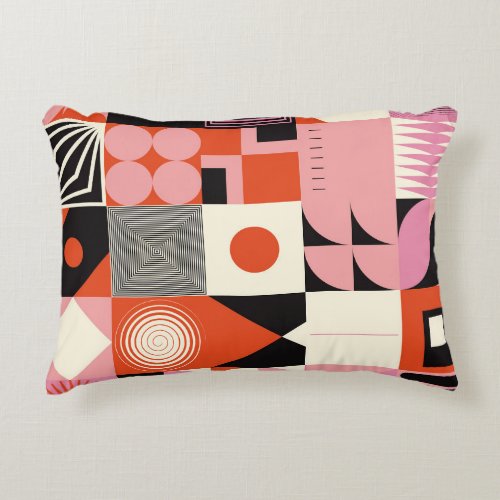 Scandinavian Geometric Colorful Artwork Pattern Accent Pillow