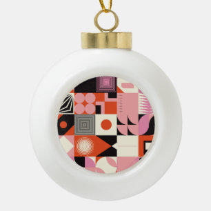 Scandinavian Geometric: Colorful Artwork Pattern Ceramic Ball Christmas Ornament