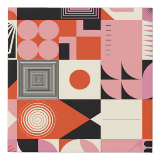 Scandinavian Geometric: Colorful Artwork Pattern Faux Canvas Print