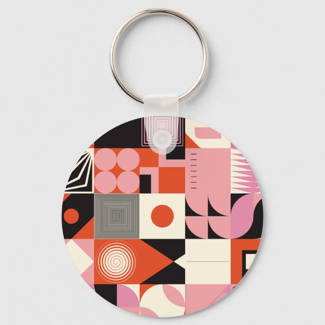 Scandinavian Geometric: Colorful Artwork Pattern Keychain (Front)