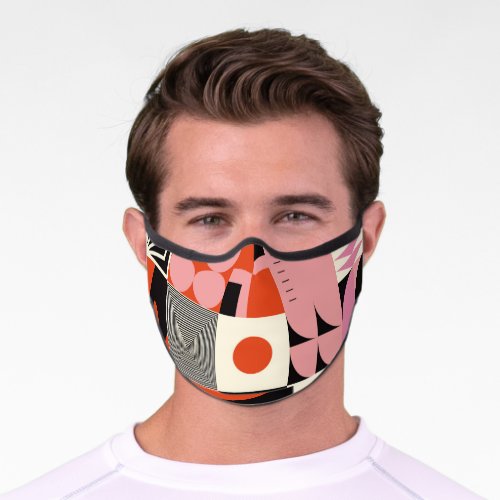 Scandinavian Geometric Colorful Artwork Pattern Premium Face Mask