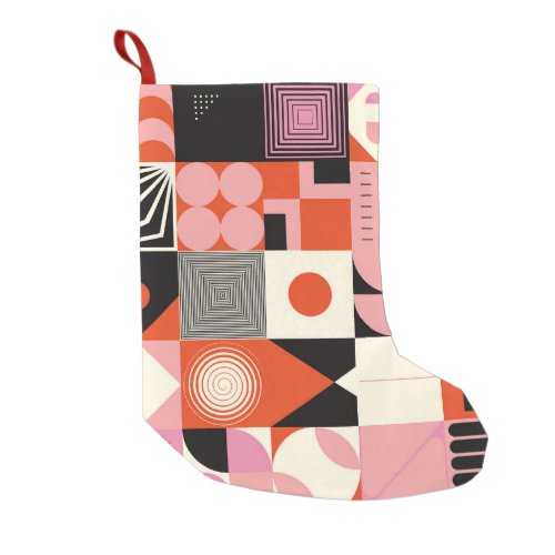 Scandinavian Geometric Colorful Artwork Pattern Small Christmas Stocking